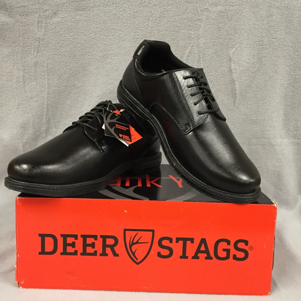 Deer‎ Stags Mens Crown Black Vega Oxford Dress Shoes Slip Resistant Size 14W
